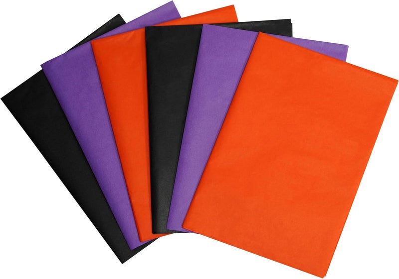 ROSYJUNE 120 Sheets Halloween Tissue Paper for Gift Bags, 20" x 14" Black Orange Purple Wrapping Tissue Paper for Halloween Decoration DIY Craft - Image 1